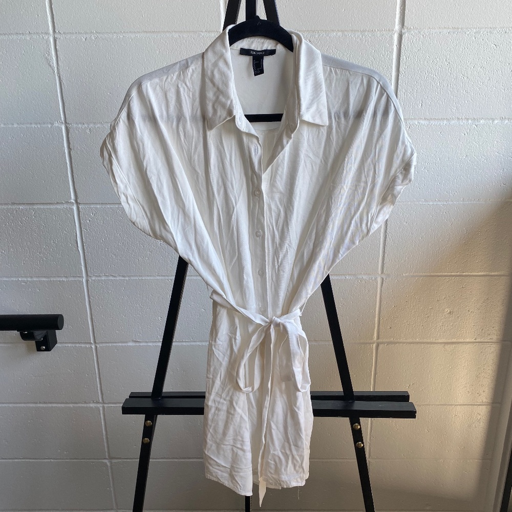 White Forever 21 Tie Waist Dress